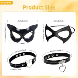 Dailygoody - Catwoman Masker en Choker Set - 4 Stuks Dames Kostuum - Zwart - Halloween Cosplay - Perfect voor Feesten - Inclusief Choker — thumbnail 2