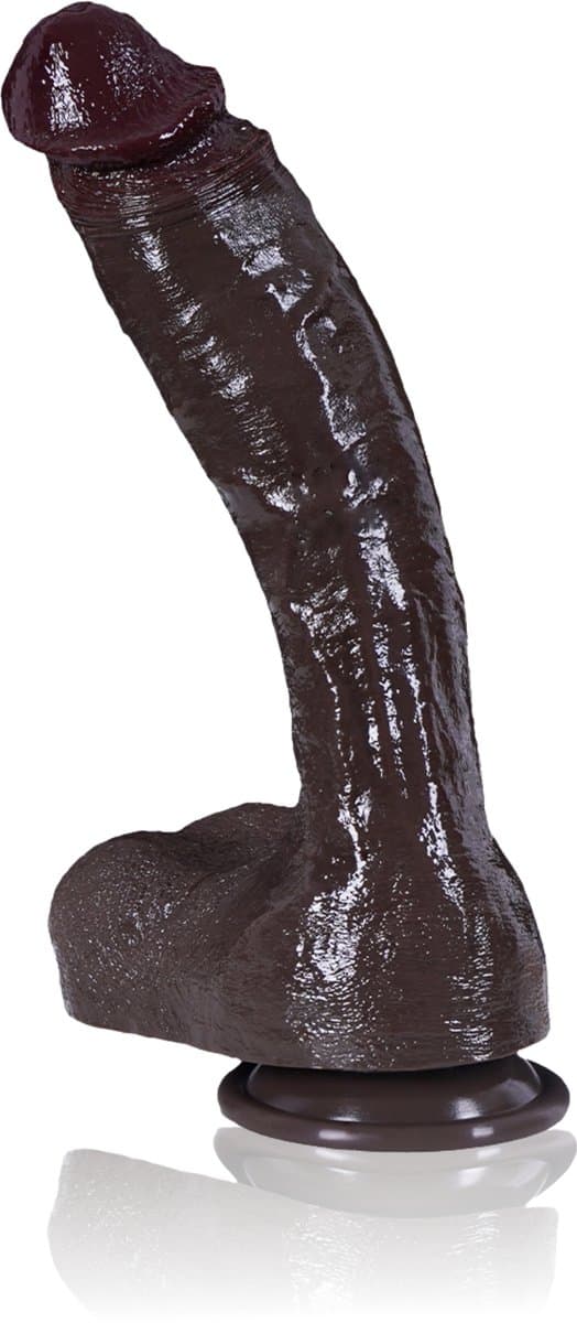 JustFun Realistische Dildo - 22.8 CM - Met Zuignap - Soft Liquid Siliconen - 4.8 cm Diameter - Sex Toys voor Mannen & Vrouwen - Zwart — afbeelding 1