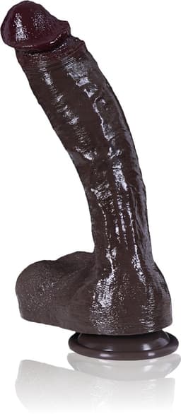 JustFun Realistische Dildo - 22.8 CM - Met Zuignap - Soft Liquid Siliconen - 4.8 cm Diameter - Sex Toys voor Mannen & Vrouwen - Zwart — thumbnail 1