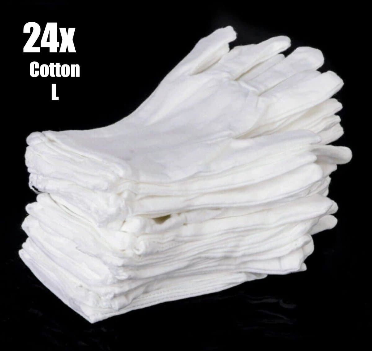 Witte Katoenen Handschoen Wit L - Handschoen L Wit – Munt Handschoen - Gezondheidszorg - Ziekenhuis - Beauty Center – Kapper - Jewelry - eczeem - allergie - juweliers – Handschoenen 100% Katoen maat L - 24 Stuks/12 Paar — afbeelding 1