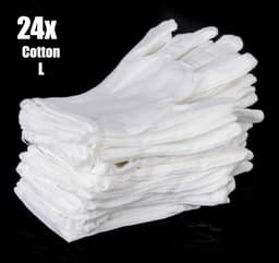 Witte Katoenen Handschoen Wit L - Handschoen L Wit – Munt Handschoen - Gezondheidszorg - Ziekenhuis - Beauty Center – Kapper - Jewelry - eczeem - allergie - juweliers – Handschoenen 100% Katoen maat L - 24 Stuks/12 Paar — thumbnail 1