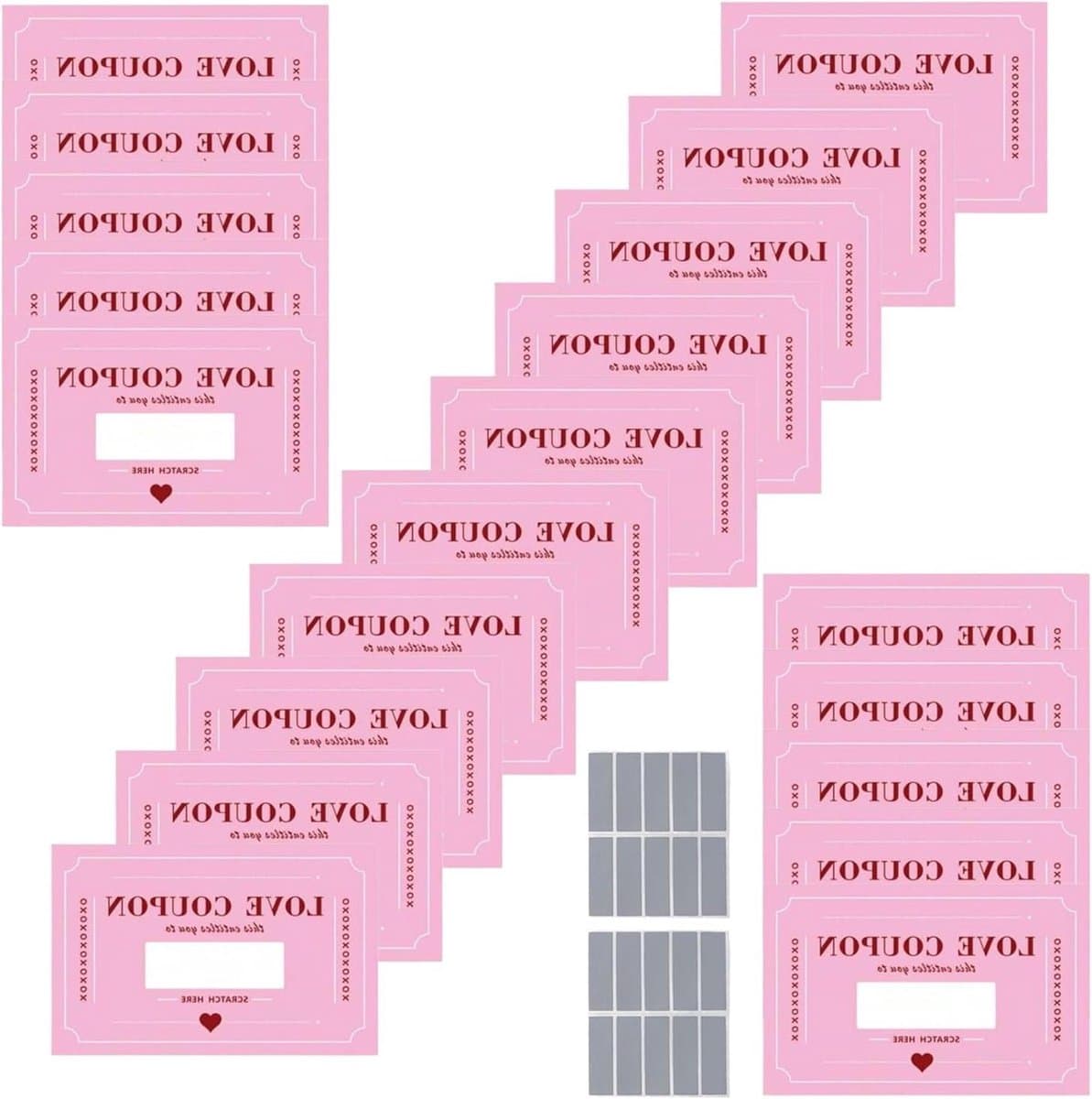Liefdeswaardebonnen - Romantische kaarten - Relatie verrijken - 20 aanpasbare scenario's - 15 x 12 cm - Roze — afbeelding 1