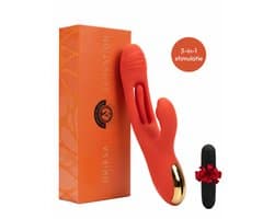 Vibrators voor Vrouwen – 3 in 1 Realistisch Rabbit Vibrator met Clitoris Stimulator & G Spot - Sex Toys voor Koppels - Inclusief Bullet Mini Vibrator - 21 Standen - Waterdicht