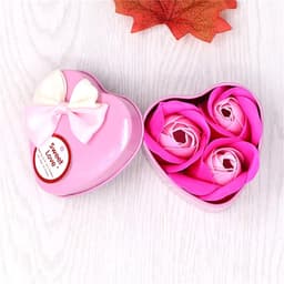 Zeep Bloem Geschenkdoos - Rozenboeket Cadeau - Romantische Sfeer - Handgemaakt Kwaliteit - 3 Bloemen - Roze — thumbnail 2