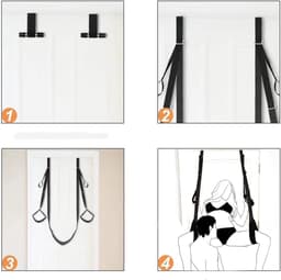 Oneay Deurseksschommel met zitje, BDSM-beperkingen, hangende deur, dijbeenbanden, verstelbare sexy slavenbondageschommel, handboeien, dijbeenboeien, seksmeubels, seksspeeltjes voor volwassenen voor koppels, SM-spelletjes, draagvermogen tot 136 kg — thumbnail 5