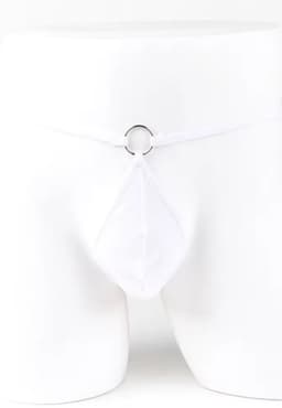 Heren string tanga wit met ringdetail - Elastische polyester string voor dagelijks gebruik - Comfortabele pasvorm in maat XS tot 4XL — thumbnail 1
