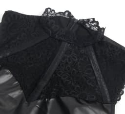 Zeloria PU Leren Lingerie Jurkje met Kant – Sexy Mini Dress – Zwart – L — thumbnail 5