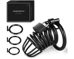 DOWO® - Kuisheidskooi - Black Panther - Metaal - Peniskooi - Kuisheidskooi voor Mannen - Chastity cage - Staal – Zwart - 3 Maten
