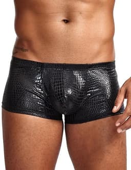 Zwarte Heren Boxershort met Slangenprint – Sexy Stretch Boxer met Korte Pijpen - Maat M — thumbnail 1