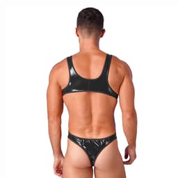 Porno jumpsuit heren - Lakleer - Latex look - BDSM - Erotische kleding - Hemd — thumbnail 2