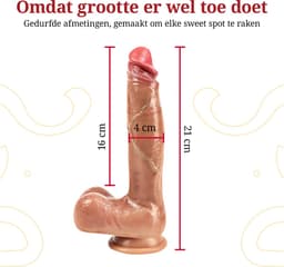 Superwomen - Realistische Dildo met Zuignap - 21 cm - Sex Toys voor Vrouwen en Mannen - Zacht - Luxe Dildo — thumbnail 3