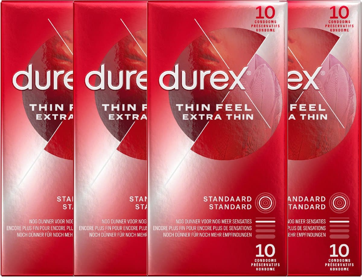 Durex - Condooms - Thin Feel - Extra Thin - 4x 10 stuks - Voordeelverpakking — afbeelding 1