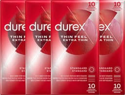 Durex - Condooms - Thin Feel - Extra Thin - 4x 10 stuks - Voordeelverpakking — thumbnail 1
