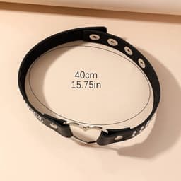 CHPN - Choker met hartje - Sexy halsband - Zwart - BDSM - Rollenspel- BDSM Scene - Kunstleer met hartje - Hals band - Vastbinden - Ketenen — thumbnail 2