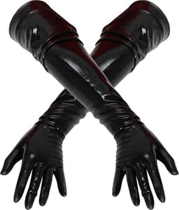 LateX – Latex Lange Handschoenen met Strakke Pasvorm Perfecte Accessoire voor Fetish Outfit Maat L – Zwart — thumbnail 4