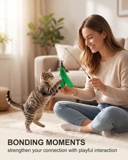 Reserveonderdelen voor kattenhengel, 6 stuks, reservekoppen met veren, 6 verschillende modellen voor interactieve spellen, stimuleert het jachtinstinct tegen verveling — thumbnail 2
