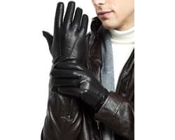 Men's winter genuine sheepskin leather warm gloves cashmere or wool lining - ShopVlot