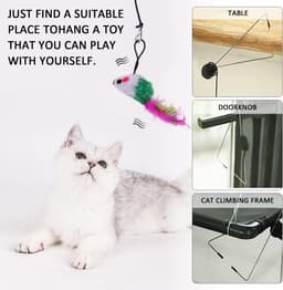 3 stuks hangende kattenspeelgoedset, stuiterend muisveren speelgoed met bel, grappig kattenspeelgoed voor huisdieren — thumbnail 3
