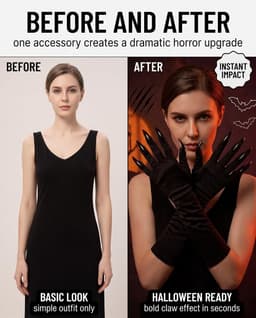 Handschoenen, 1 paar, zwart, lange klauwen met flexibele versterking, opvallende kostuumesthetiek en comfortabele grip voor cosplay, evenementen en Oktoberfeesten — thumbnail 4
