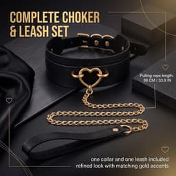 Halsketting met riem voor dames, choker met gouden hartvormige hanger en ketting van 86 cm, gothic punk accessoire van PU-leer en metaal, geschikt voor festivals en avonden — thumbnail 5
