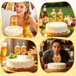 Verjaardagskaarsen bierthema - 54e verjaardag - levensecht pintglas ontwerp - leuk cadeau voor mannen - Velnivo — thumbnail 3