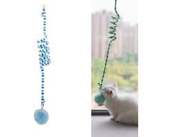 zalati Interactieve kat speelgoed zachte pluche met bellen opknoping bungee koord voor indoor kat speelplezier - blauw