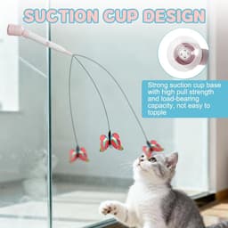 kattenspeelgoed, kattenspeelgoed, kattenhengel met zuignappen, 360 graden draaibaar, kattenspeelgoed, zelfbezigheid, natuurlijk interactief kattenspeelgoed voor katten (roze en — thumbnail 5