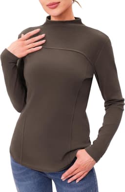 Thermisch shirt voor dames, coltrui, lange mouwen, coltrui, basic, elegant, effen, top, lichte tops, herfst, winter, vrije tijd, S-XXL — thumbnail 5