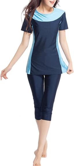 Vrouwen korte mouw bescheiden zwemkleding beachwear bescheidenheid burkini surfen pak islamitische zwemkleding — thumbnail 4