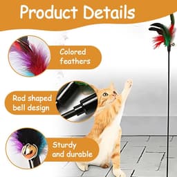 Verenspeelgoed voor katten, 6 stuks, hengel 65 cm, zwarte veren, interactieve stimulatie — thumbnail 2