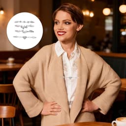 4 stuks cardigan-clips, 4 stijlen vintage cardiganclips, cinch-clip in verschillende lengtes, blouses, jurken, kraagsluiting, clips voor kleding, retro, elegante gebreide jas, accessoires — thumbnail 5