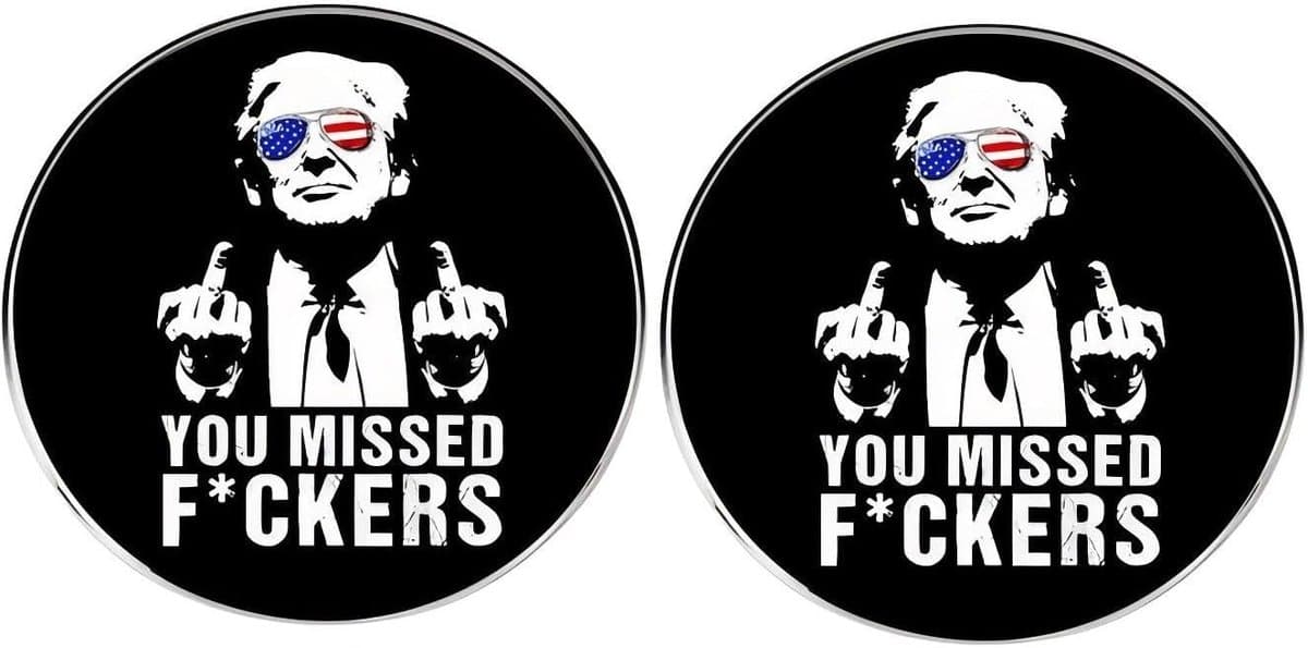 2 stuks Trump emaille pinnen, humor mock reversspeldjes, grappig Engels alfabet legering badge, 3cm(1.2"), Metaal, Geen edelsteen — afbeelding 1