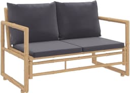 Terrasmeubelen, tuinmeubelsets, balkonmeubelsets, tuinbankset, 2-delig, tuinloungeset met donkergrijs kussen bamboe voor tuinen, terrassen, balkons — thumbnail 5