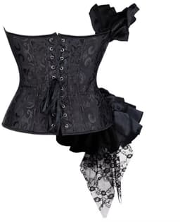 Dames Corset Top – Strapless Bustier met Sweetheart Halslijn, Jacquard, Veterdetail, Taille Cincher en Gothic Lingerie - Wit - Maat L — thumbnail 3