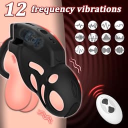 DOWO® - Vibrerende Kuisheidskooi - Peniskooi - 12 vibratiestanden - Kuisheidskooi voor Mannen - Chastity cage - ABS – Met Afstandsbediening - 3 Maten — thumbnail 3