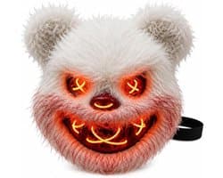 LED Halloween-masker in Purge-stijl, regelbare verlichting en oplichtend gezicht – Kostuum voor heren en dames voor Halloween, carnaval en verkleedfeesten (kleurenkeuze)