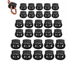 30 Stuks koordstoppers 2-gat, 3.5-5 mm, voor rucksacks, jassen, sportkleding