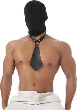 Masken- en stropdas set, hoofdmasker, oogmasker, fetisj masker, stretchstof, bondage masker, sexspeelgoed — thumbnail 1