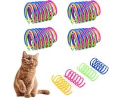 20 stuks kattenspringspeelgoed, 4 kleuren, kleurrijk, creatief kunststof spiraalveren, spiraalveren, spiraalveren, duurzaam interactief speelgoed voor katten, katten, huisdieren, speelgoed met spiraal