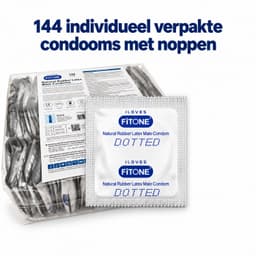 condooms 144 stuks – noppen condooms – grootverpakking condooms – condooms 52mm – condooms met glijmiddel – FITONE® — thumbnail 2