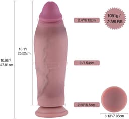 Hismith XXL Dikke Dildo 28 cm – Realistische Dildo Ø 7 cm met KlicLok – Beige — thumbnail 5