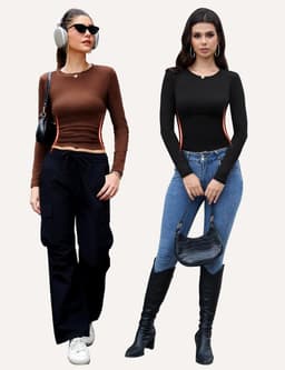 Thermische tops met lange mouwen voor dames slim fit stretch ronde hals ademende laagjes T-shirts voor dames werkkleding ondergoed — thumbnail 5