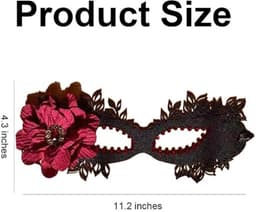 1 stuk - Halloweenkostuummasker - Kanten masker voor dames - Halloweenmasker - Halfgezichtsmasker met sluier - Masker met rode bloemen - Maskeraccessoire - Geschikt voor cosplay, maskerade en Halloween — thumbnail 2