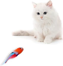 Kattenspeelgoed Realistische Vogel Kitten Achtervolging Bungelend Speelgoed Zachte Veer Handgemaakt Imitatie Mus Simulatie Papegaai Stimuleert Huisdierinstincten (Oranje) — thumbnail 2