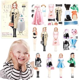 Magnetische aankleedpoppen van papier, prinses, reisspeelgoed, simulatiespeelgoed, laptoppop voor het aankleden van prinsessen, cadeau voor meisjes — thumbnail 1