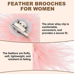 Veerbroche voor dames, grote bloemenbroche met veren, elegante reversspelden, oversized, voor jurken, kleding, feest, bruiloft, banket, dans, roze — thumbnail 5