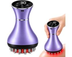 4-in-1 lymfatisch massageapparaat, elektrisch, anti-cellulitis massageapparaat met EMS, rood licht, warmte en vibratie, lichaamsmassageapparaat met 30 intensiteitsniveaus, cellulitis apparaat voor