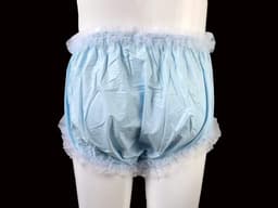 Volwassen Incontinentie Pull-on Plastic Broek Kant Slipje Kleur Baby Blauw met Wit Kant — thumbnail 3