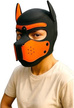 Hondenmasker Oranje Zwart – Puppy Play Masker – Verstelbaar & Comfortabel – Uniseks BDSM Accessoire – Kinky Pleasure® — thumbnail 1