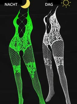 BamBella ® - Panty pak -Onesize - Glow in the dark body suit - Dames - Onesize - sexy Erotische jumpsuit van kant lingerie — thumbnail 3